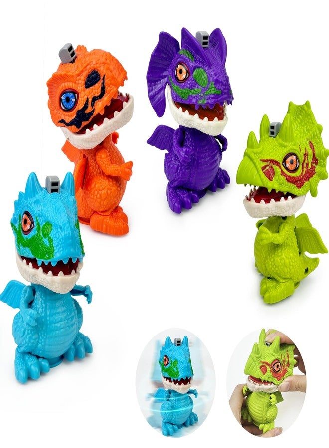 Leetous Dinosaur Toys Gifts for 3 5 6 7 8 Years Old Toddler Boys Girls, 4 Pack Christmas Wind up Spin & Flap Toys Stocking Stuffers, Xmas Birthday Hands-on Educational Fine Motor Skills & STEM for Kids Age 3+ - Image 1